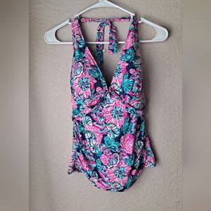 Lilly Pulitzer Pink and Blue Floral Adult Tankini Top